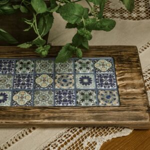 Deska do serwowania z niebieską mozaiką w stylu Azulejos 20x40 cm