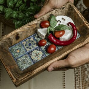 Miseczka z niebieskimi płytkami w stylu Azulejos 15x27 cm