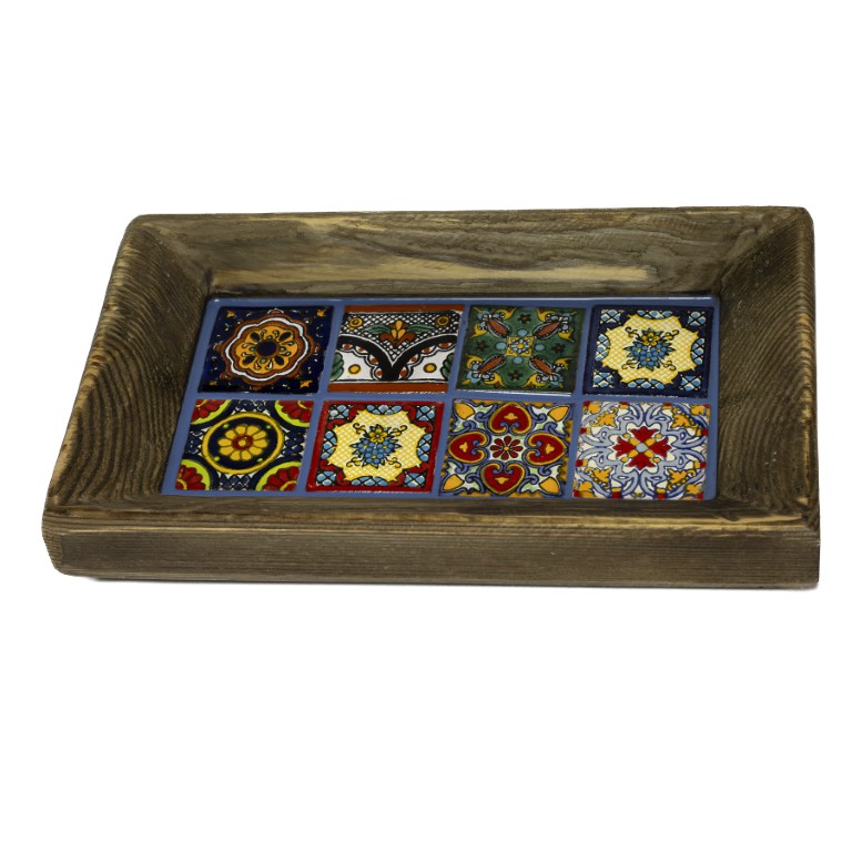 Miska 30x18 z 8 niebieskimi płytkami Talavera – zimowa kolekcja - obrazek 2