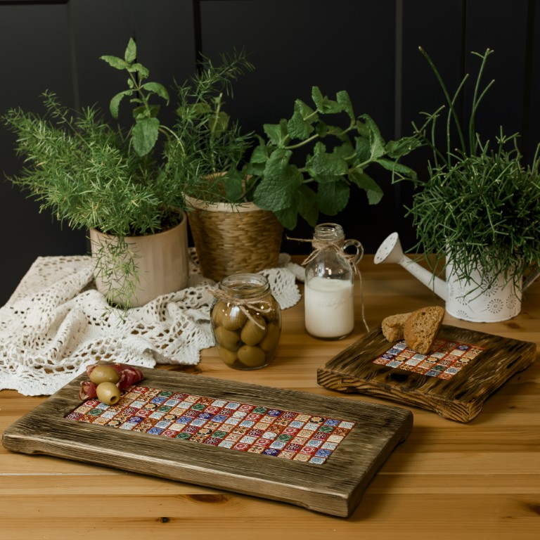 Deska do serwowania 20x40 cm z mikro mozaiką - styl marokański - obrazek 4