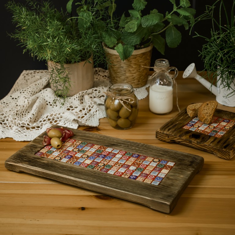 Deska do serwowania 20x40 cm z mikro mozaiką - styl marokański - obrazek 3