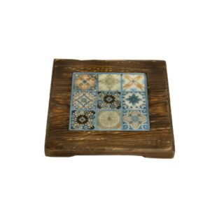 Deska do serwowania z błękitną mozaiką w stylu Azulejos 20x20 cm