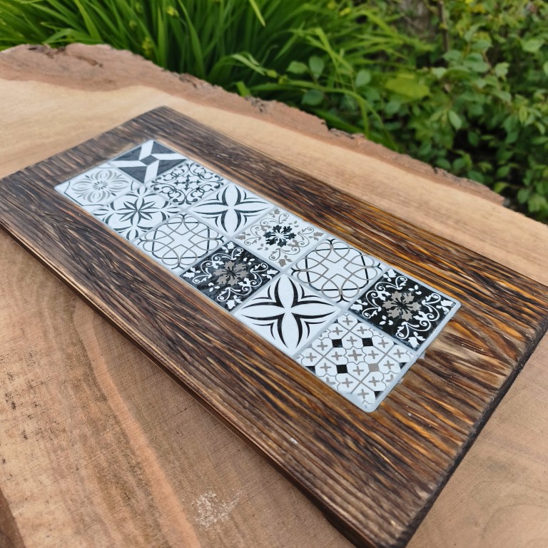 Deska do serwowania z mozaiką – Azulejos Bianco Nero - obrazek 5