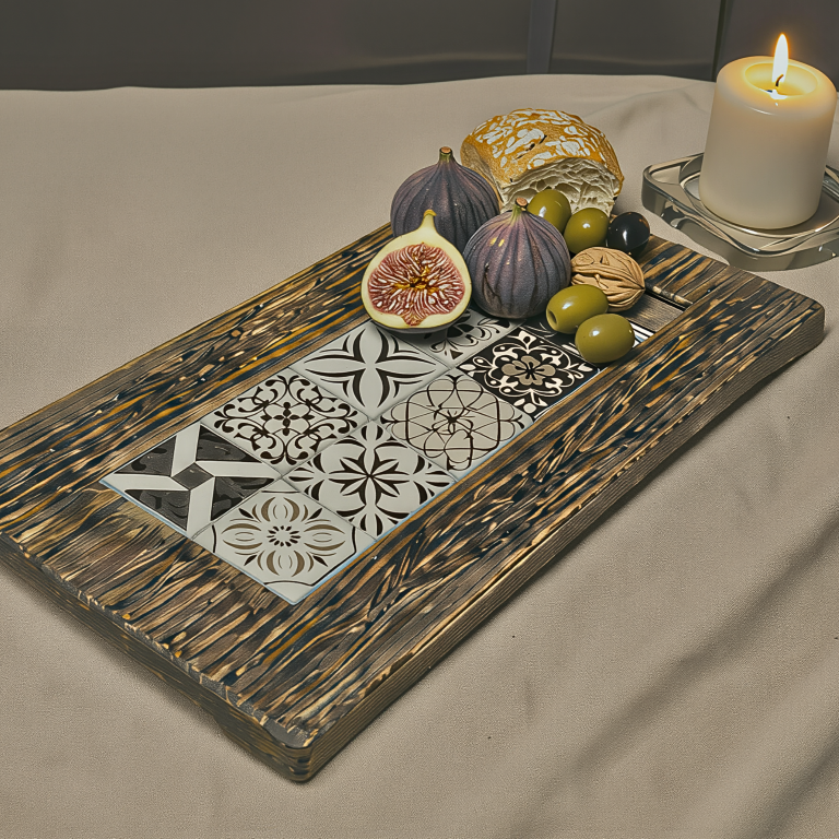 Deska do serwowania z mozaiką – Azulejos Bianco Nero - obrazek 2