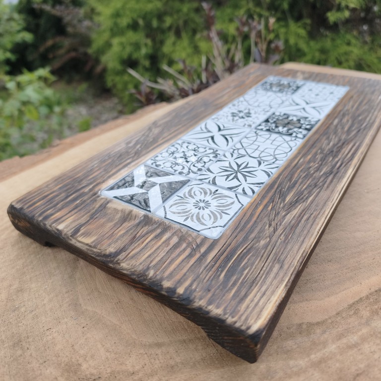 Deska do serwowania z mozaiką – Azulejos Bianco Nero - obrazek 4