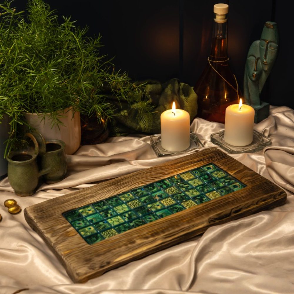 Deska do serwowania z mozaiką 3D paw (5)